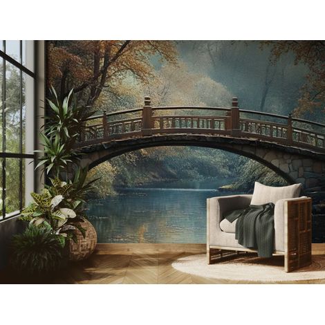 Papier peint Nature – pont de pierre automnal - 150 x 250 cm (1/2)