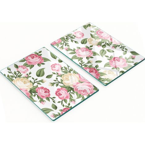 Tablas decorativas multifuncionales de cocina con rosas de vidrio templado, 2x40x52 cm. (1/5)