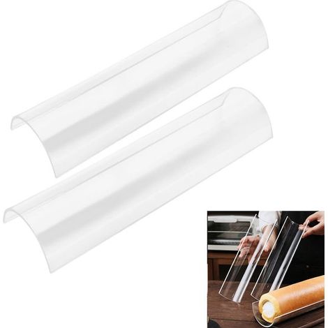 Molde acrílico de 2 piezas para rollos de pastel, Molde acrílico en forma de U, Utensilio de repostería, Grande, Fácil de limpiar, Transparente (1/5)