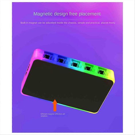 Hub de châssis 1 à 10 - Base magnétique avec télécommande pour ventilateurs ARGB et PWM, boîtier PC avec synchronisation lumineuse (1/5)