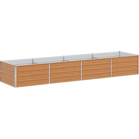 Garden Raised Bed Light Brown 320 x 80 x 45 cm Galvanised Steel vidaXL