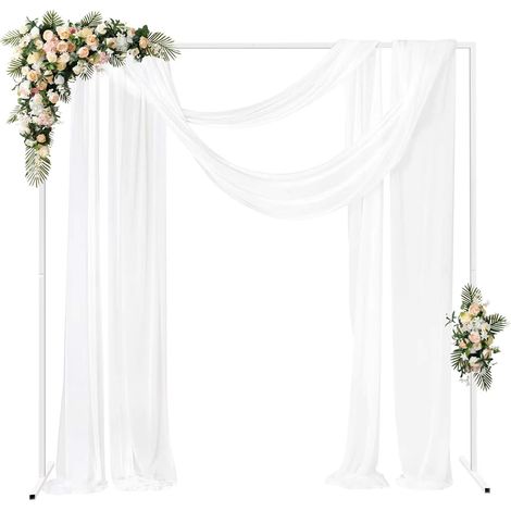 Cadre métal blanc pour arche de mariage – 2x2 m (6x6,6 pi) – Hauteur réglable – Support DIY fleurs et ballons (1/5)