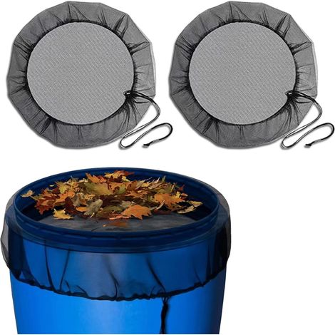 Lot de 2 filets de citerne d'eau de pluie réglables avec cordon de serrage, couverture en filet pour citerne de pluie, protection contre les moustiques et les intempéries, protection contre les (1/5)