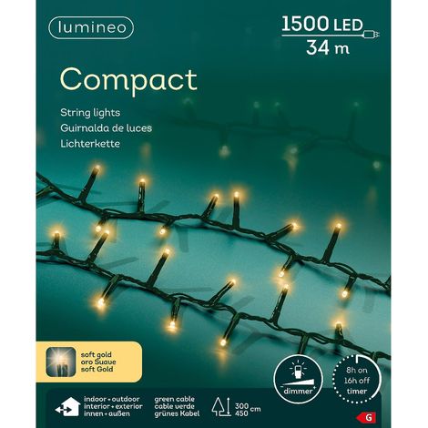 Lumineo LED Lichterkette Compact grün 34 Meter 1500 Lichter - softgold (1/3)