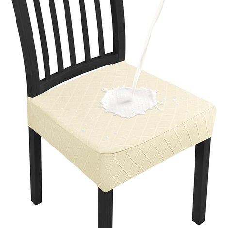 Waterproof Chair Cover, Stretch Jacquard Chair Cover for Dining Room, Removable and Washable, Universal for Kitchen Decoration (Beige) (1/5)