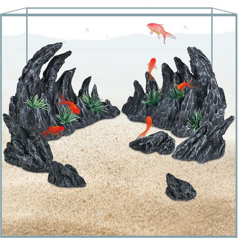 Lot de 7 pierres décoratives pour aquarium - En résine - Convient pour l'aménagement paysager d'aquarium (1/5)
