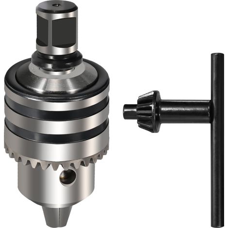 Mandrin à couronne dentée 3-16 mm, mandrin B16 avec clé de mandrin, adaptateur de mandrin avec tige Weldon de 19 mm, accessoires de tour pour perçage (1/5)