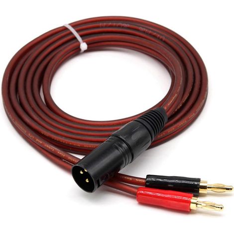 Deux câbles haut-parleurs XLR vers fiche banane, câbles audio XLR mâle 3 broches vers double fiche banane, fiches plaquées or 4 mm vers interface HiFi professionnelle XLR3. (1/5)