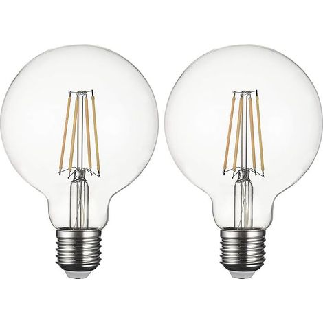 QAZQA Ampoule LED Globe E27 G95 à filament, sans scintillement à vis Edison 8W (équivalent ampoule incandescente de 75W) 850 lm blanc chaud 2700 K, non variable - Lot de 2 [Classe énergétique F]