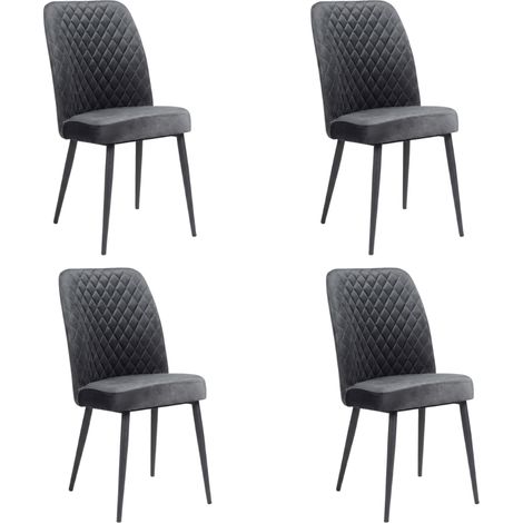 Set 4 Sedie Imbottite Moderne Velluto Cucina Sala Pranzo 47x57x94 Cm Grigio Scuro