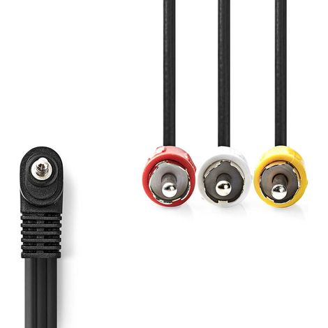 Nedis Audio-Video-Kabel / 3.5 mm Stecker / 3x Cinch-Stecker / Vernickelt / 1.00 m / Rund / PVC / Schwarz