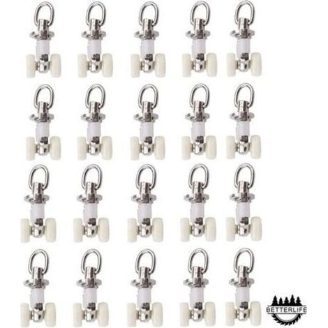 20 Pieces Plastic Curtain Track Glider Rollers Twin Aluminum Alloy Wheels (1/5)
