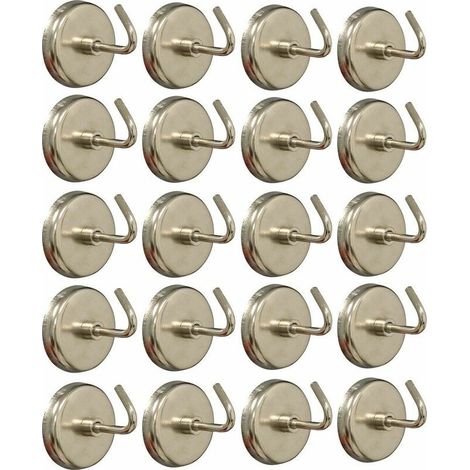 Crochets magnetiques (blister de 20 pcs) capacite 3.6kgs (1/2)