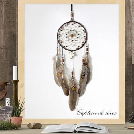 Attrape-Rêves - Fil De Chanvre - Cercle ABS - 45-50 cm Longueur - Décoration Murale Intérieure Et Véhicule - 1 Pièce (1/2)
