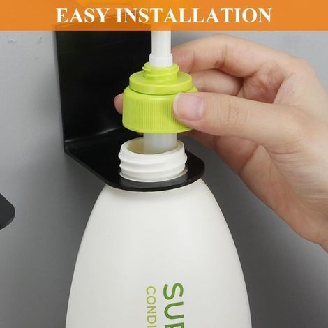 4 Pièces Porte Bouteille Mural pour Distributeur Savon Mural sans Percage Porte-Bouteille pour Soap Dispenser/Flacon Pompe Vide/D (1/5)