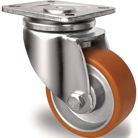 TECWERK Lenkrolle D.100mm Trgf.250kg PU Platte L100xB85mm Farbe Rl.braun TECWERK