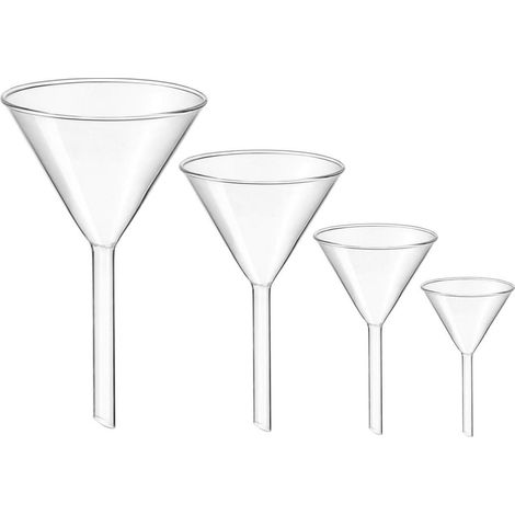 4er Set Glastrichter für Labor & Haushalt, transparent, 40-100mm (1/5)