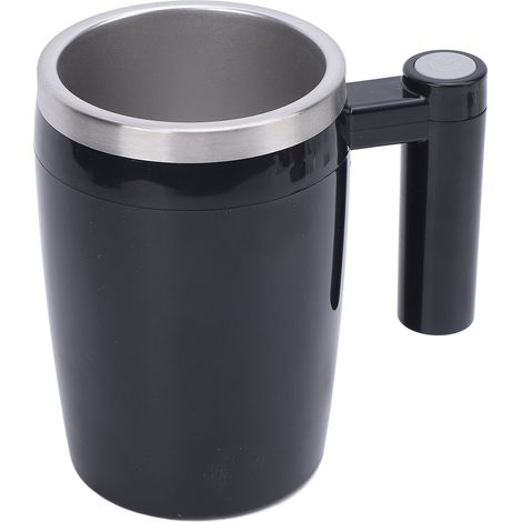 Mug mélangeur électrique rechargeable en acier inoxydable 380 ml, auto-mélangeur, pour café, thé, chocolat chaud et lait (noir). (1/5)