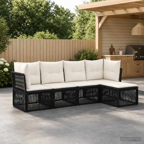vidaXL Set Divano da Giardino 5 pz Nero polyrattan (1/5)