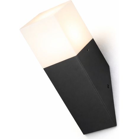 Applique da Esterno E27 Nero IP44 Lampada Parete Moderna Diffusore Opaco 12W Max Illuminazione Giardino Ingresso Facciata