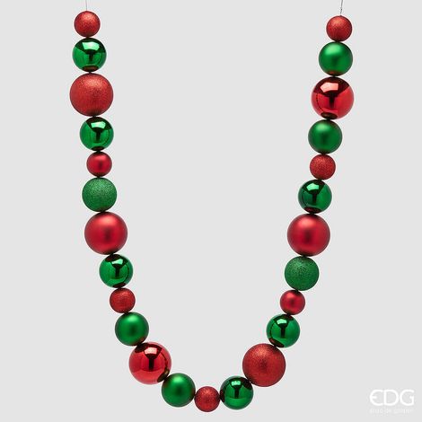 EDG Enzo De Gasperi Festone Natalizio Palle Mix 26 Palline L220 cm Verde Rosso – Decorazione di Natale (1/2)