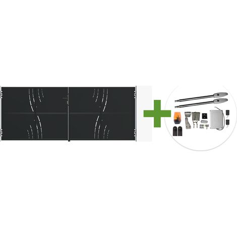 Portail battant acier noir mat 3,5m NALI VELETA H.140cm + moteur Tanker B250 (1/5)