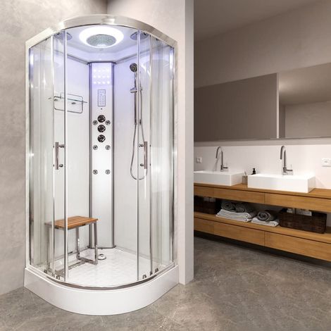 SS90 Hydro Shower Cabin Enclosure 900 x 900 White Glass (1/5)