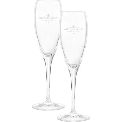 SpazioLuzio - MOET&CHANDON Champagne Glass 22cm, crystal construction with a grey logo, ideal for elegant celebrations, featuring a diameter of 4.8cm and weighing approximately 0.5kg, perfect for styl (1/5)