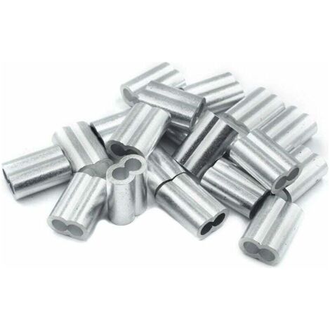 20x Manchons à sertir en aluminium avec double embouts 4.0 mm Ferrules en aluminium, clip à sertir, manchons de presse, manchons à sertir, connecteurs pour câbles métalliques (1/5)