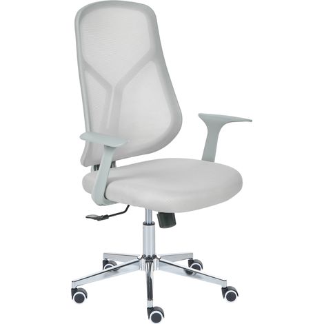 Silla de oficina moderna con base giratoria altura ajustable reposabrazos respaldo de malla gris claro Nuviner (1/5)
