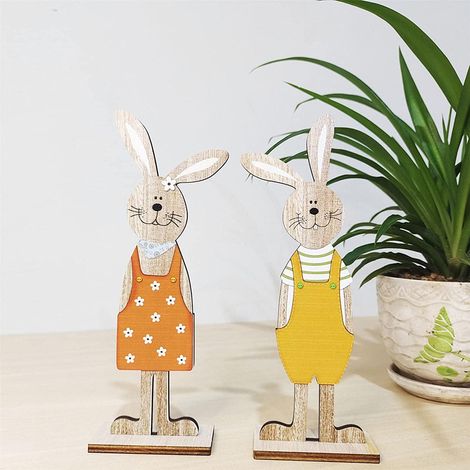 Figurine de lapin de Pâques en bois 25 x 8,8 x 1 cm (1/5)