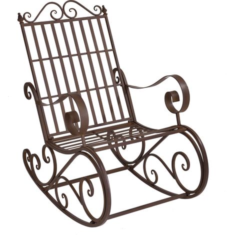 Sedia a dondolo da giardino vintage in metallo 92x59x90 cm bronzo 030007131