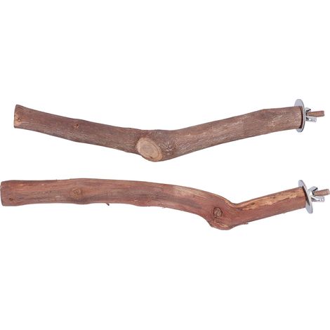 Lot de 2 perchoirs en bois naturel pour perruches, calopsittes, conures et inséparables. (1/5)