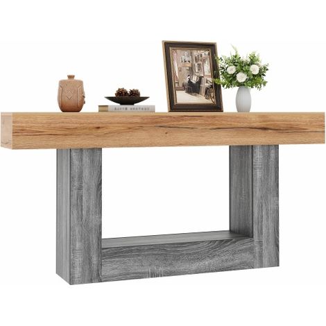 Consolle bicolore effetto legno, ideale per corridoio/soggiorno, con piano spesso, vano portaoggetti inferiore, realizzata in truciolato. (1/5)