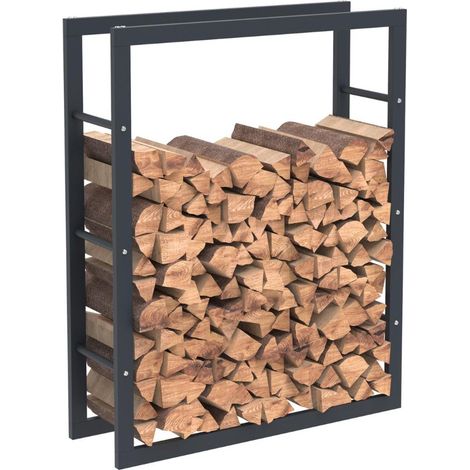 Bc-elec - HHWPF0021 Holzablage aus schwarzem Stahl 100x80x25CM, Rack für Brennholz, Kaminholzablage. (1/4)