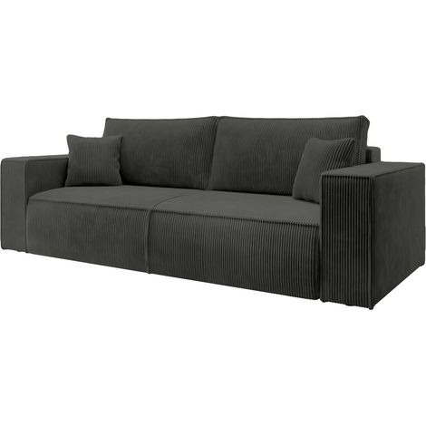 Selsey FARESE - Sofa mit Schlaffunktion, Stauraum und Cordbezug, dunkelgrau