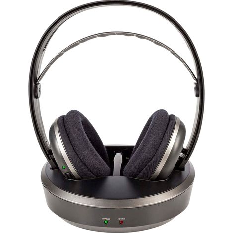 Auriculares inalámbricos para televisión RF Sobre la oreja Duración máxima de la batería: 11 horas 100 metros Audio Digital Base de batería Negro plata (1/5)