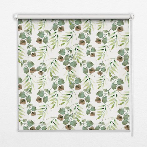 Tenda a Rullo Interna per Finestra - Tenda Filtrante Luce - Tenda Privacy - Tenda Decorativa Rettangolare - Rullo per Interni - (110 cm x 140 cm) - Foglie verdi (1/5)