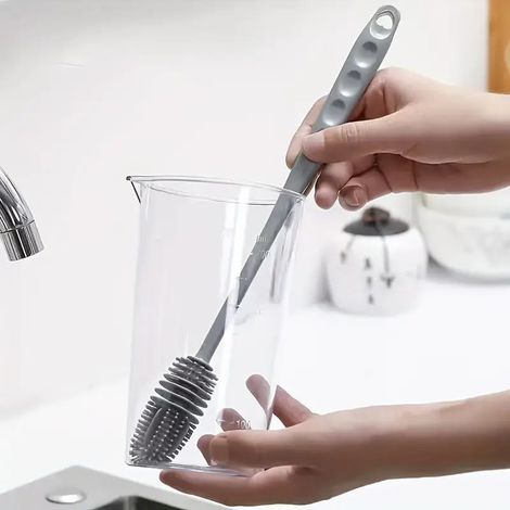 2-teiliges Reinigungsbürsten-Set mit langem Griff: Vielseitige Silikonbürste mit langem Griff für Tassen und Flaschen – wiederverwendbar, ideal für Küche, Bad und allgemeine Reinigungsarbeiten.