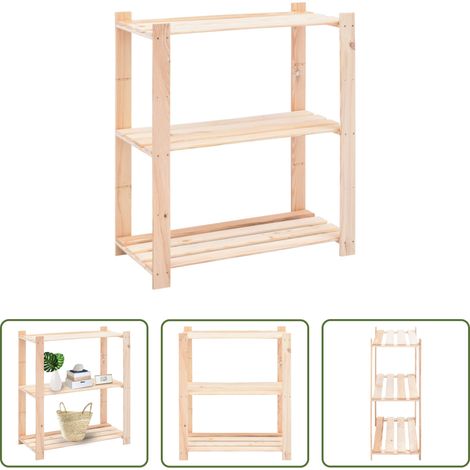 vidaXL Kiefer -  Lagerregal mit 3 Böden 80×38×90 cm Kiefer Massivholz 150 kg (1/5)