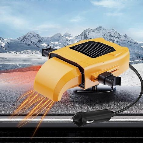 Chauffage de voiture 12V 150W avec dégivrage intégré, fonction chauffage/climatisation, désembuage rapide du pare-brise, jaune. (1/5)