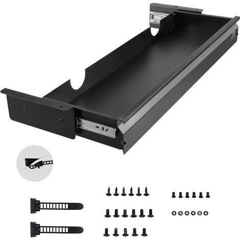 Tiroir Sous Bureau Coulissant Caché Rangement sous Table 840x240x107 mm Acier Q235 MDF Charge 5 kg (1/5)