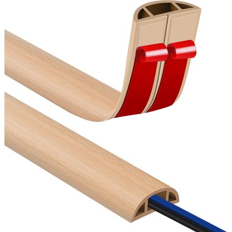 Conduit de câble auto-adhésif 8 x 10 mm avec grain de bois 1 m Gaine de câble PVC flexible pour éviter les trébuchements (1/5)