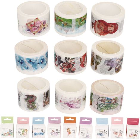 9 Rouleaux de Ruban Adhésif Japonais Dessiné à la Main, Set de Washi Tape Large pour Décoration de Carnet, Album, Journal DIY (1/5)