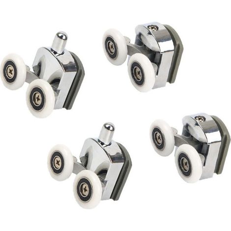 Ensemble de roulettes pour porte de douche 4 pièces deux roues ovale papillon 23 mm roues de rechange pour portes coulissantes de salle de bain fixation facile (1/5)