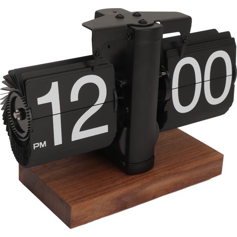 Automatische, neigbare Digitaluhr, batteriebetriebene mechanische Uhr, Retro-Stil in Schwarz, Dekoration für Zuhause, Büro, Schlafzimmer (1/5)