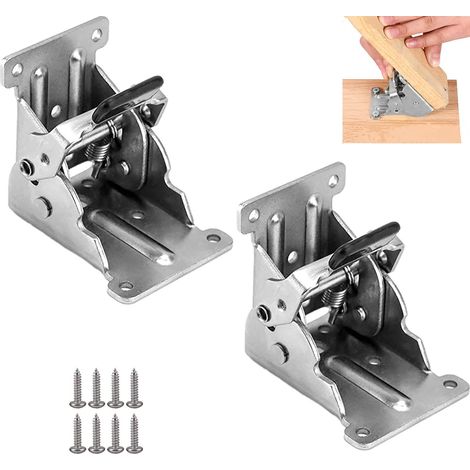 Lot de 2 charnières autobloquantes invisibles, table rabattable charnières lnvisibles, rabattables pour table, chaise et placard - argenté (1/5)