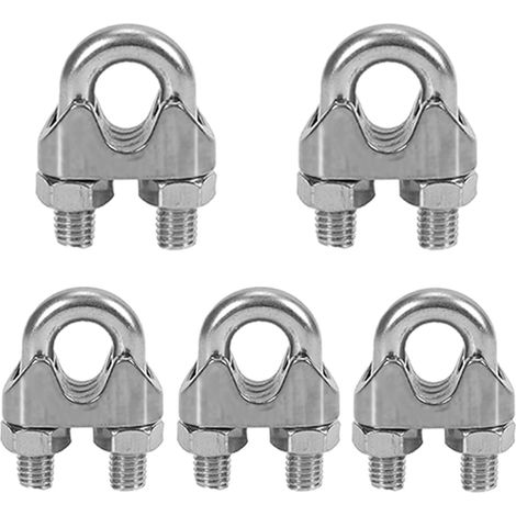 5 Pcs M4 Serre Câbles Attaches pour Câbles Métalliques Acier Inoxydable Clip Boulons en U de Câble pour Connecter la Corde à Linge de la Visière (1/5)