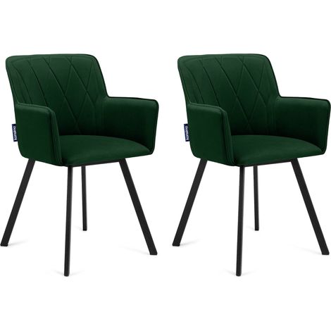 KONSIMO Stuhl 2-tlg Velours-Sitz schwarzer Metallrahmen "PYRUS", Dunkelgrün, Stoff/Metall, Loft, 56x84x46 cm (1/5)