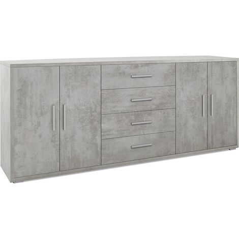 Mobile Basso 4 Ante 4 Cassetti 203x84x41 cm Cemento (1/3)